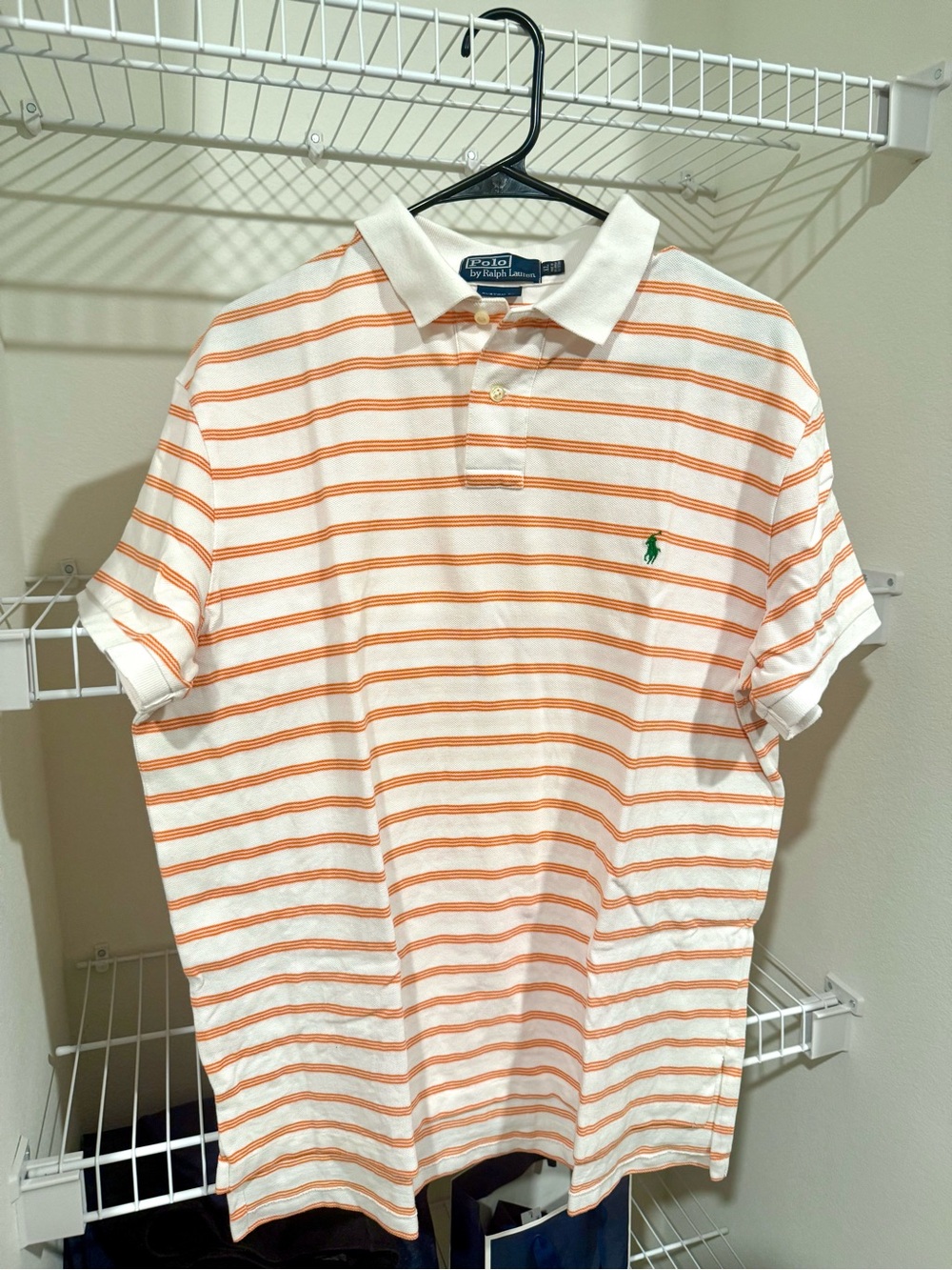 Polo by Ralph Lauren White with Orange Striped Cotton Polo